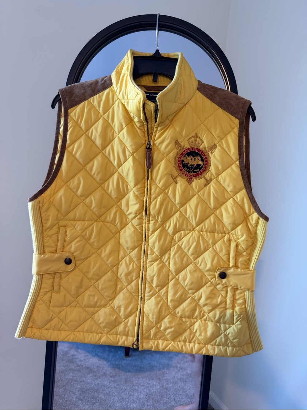 Ralph Lauren Sport Quilted Yellow Vest with RL Crest